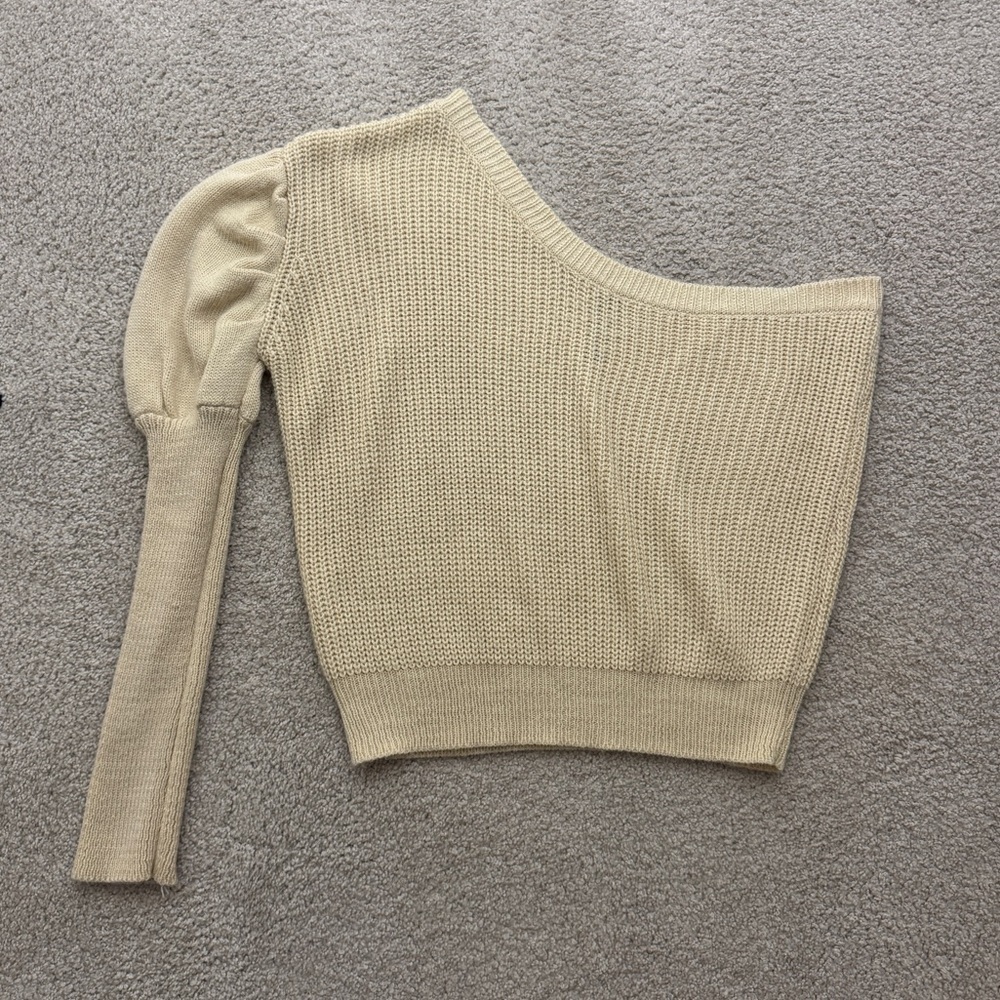 Venti6 One-Shoulder Beige Sweater